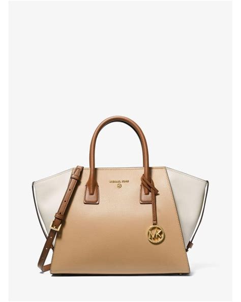 michael kors avril large pebbled leather top-zip satchel|Michael Kors avril.